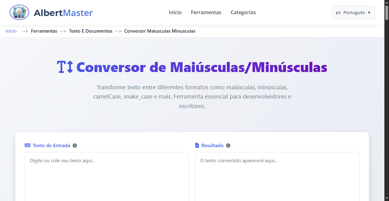 Conversor de Maiúsculas/Minúsculas | Transforme Texto em Diferentes Formatos