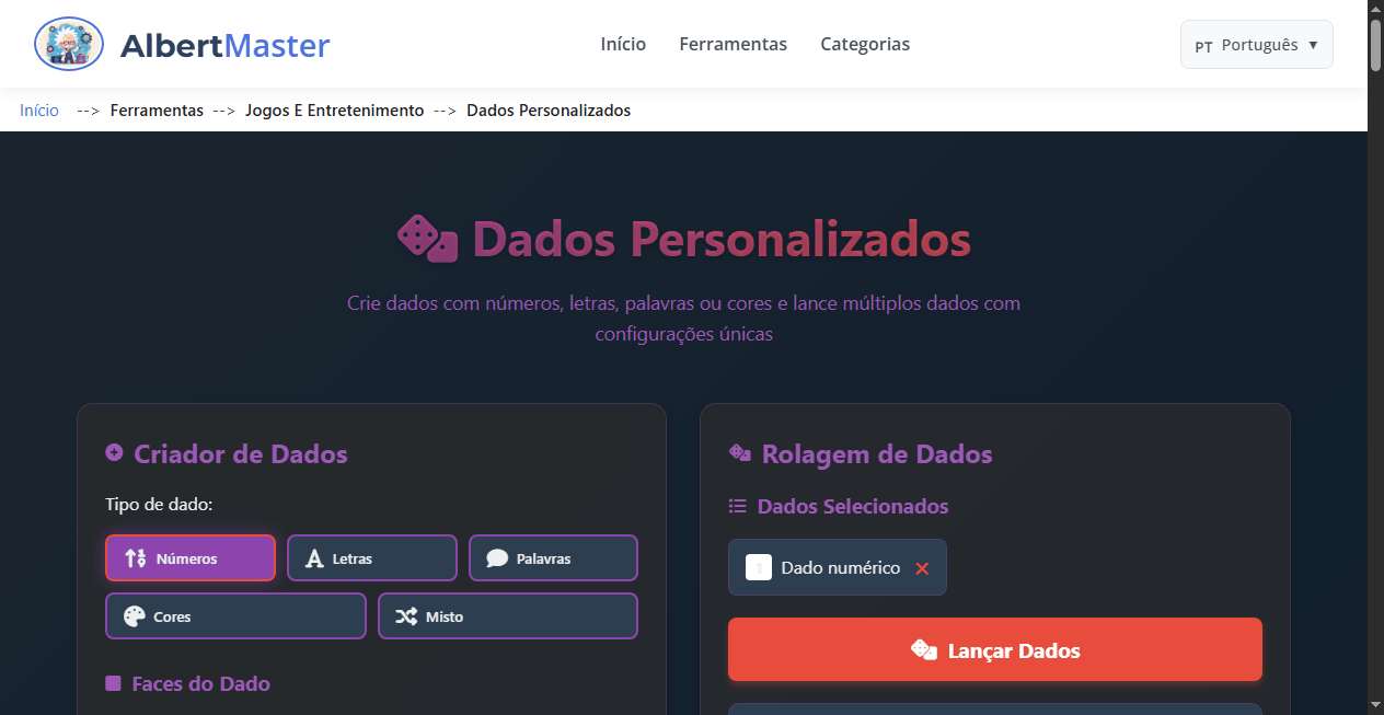 Dados Personalizados | Crie e Lance Seus Próprios Dados