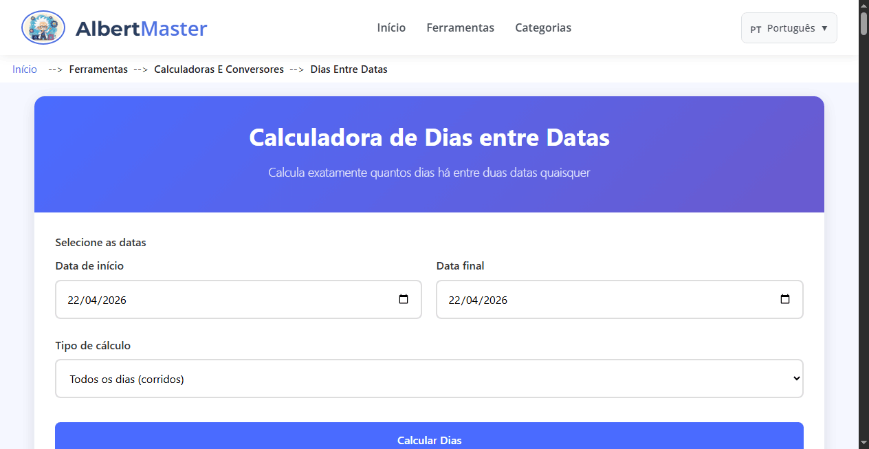 Calculadora de Dias entre Datas | Calcular Dias Decorridos