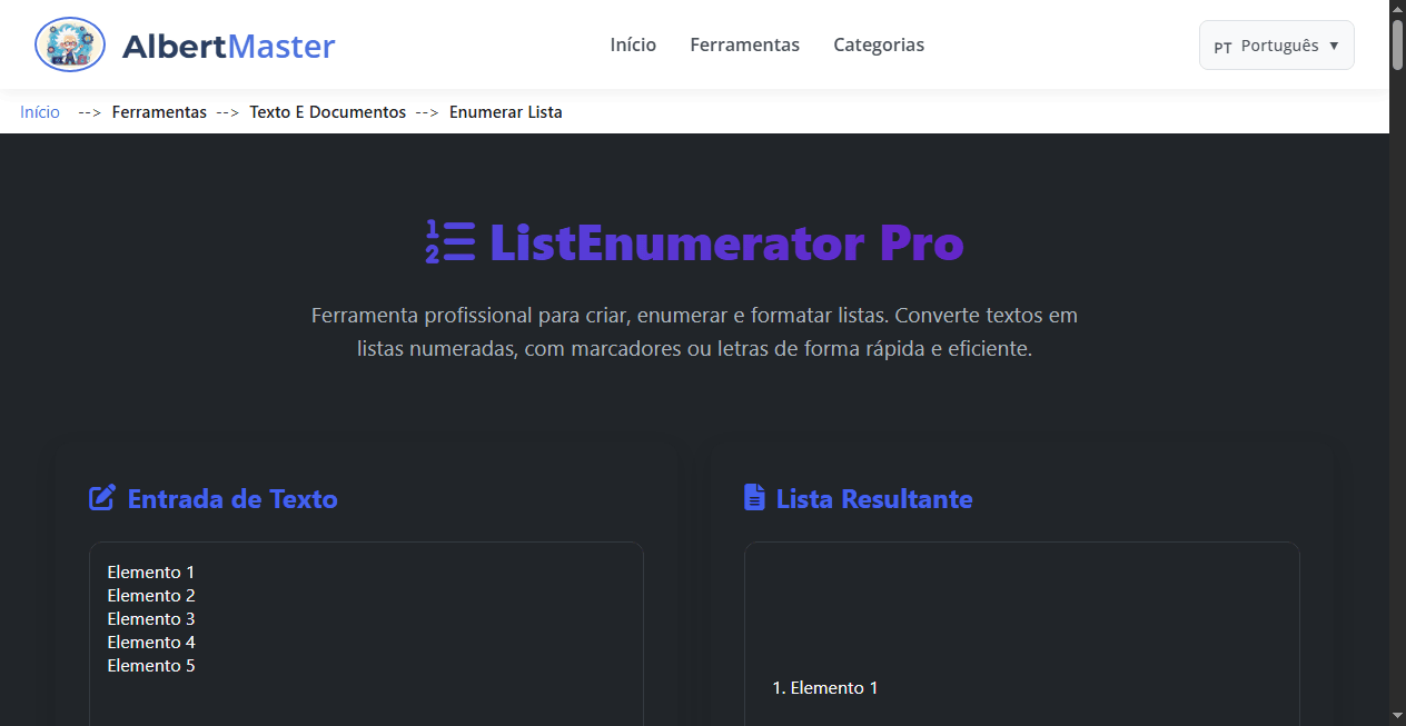 Ferramenta para Enumerar Listas