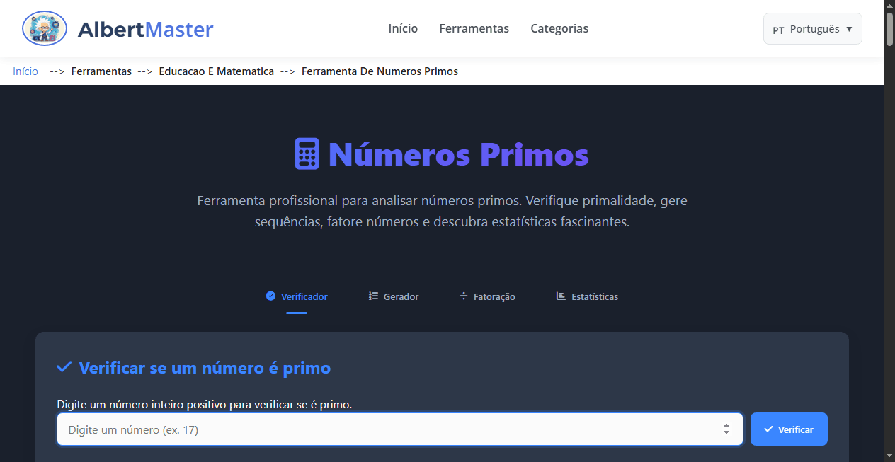 Verificador e Gerador de Números Primos