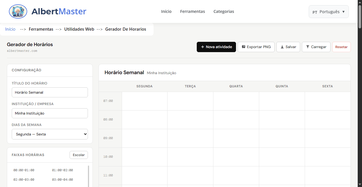 Gerador de Horários Profissional