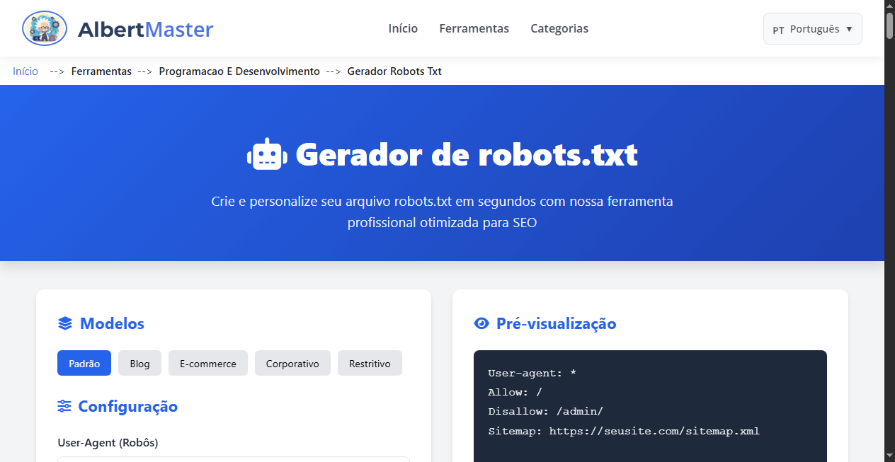 Robots.txt Gerador | Ferramenta para SEO