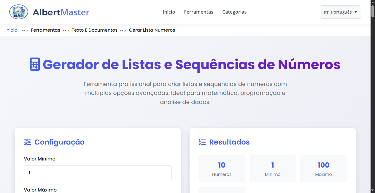 NumList Generator | Ferramenta para Criar Listas de Números