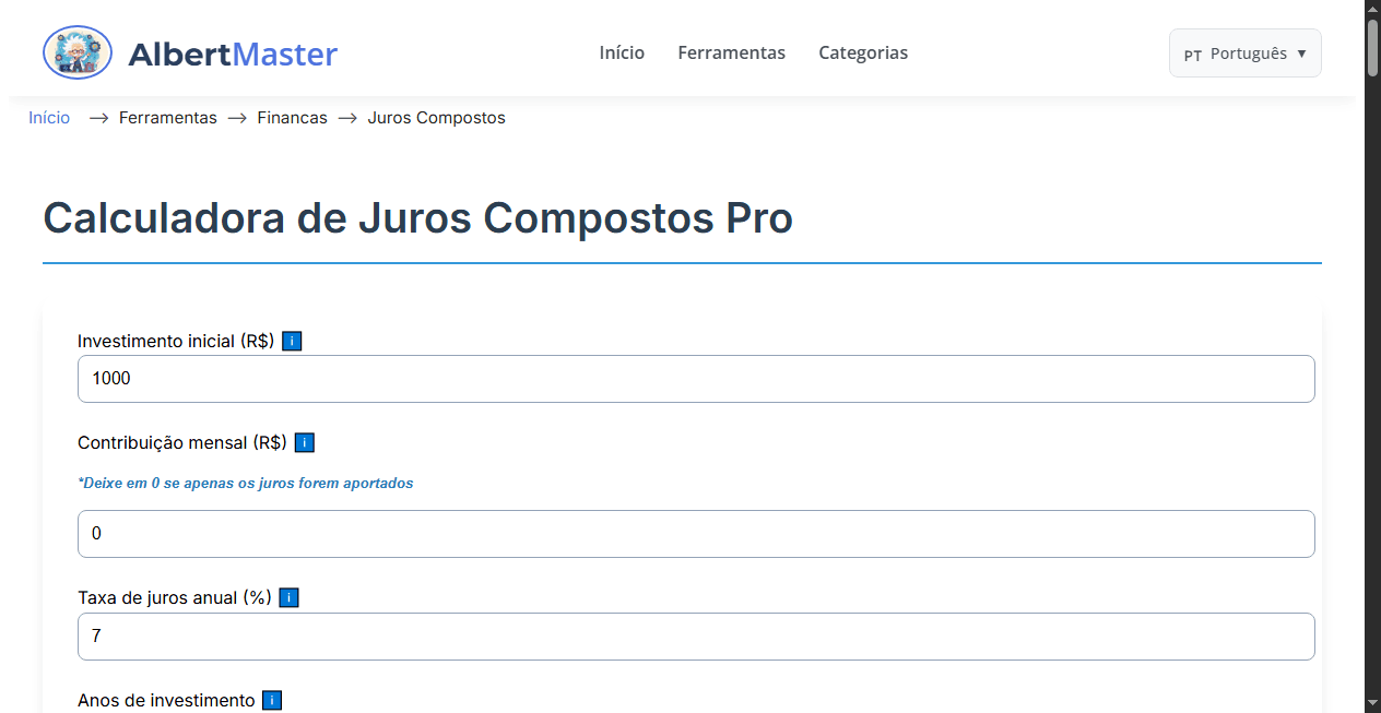 Calculadora de Juros Compostos | Calculadora de Investimentos
