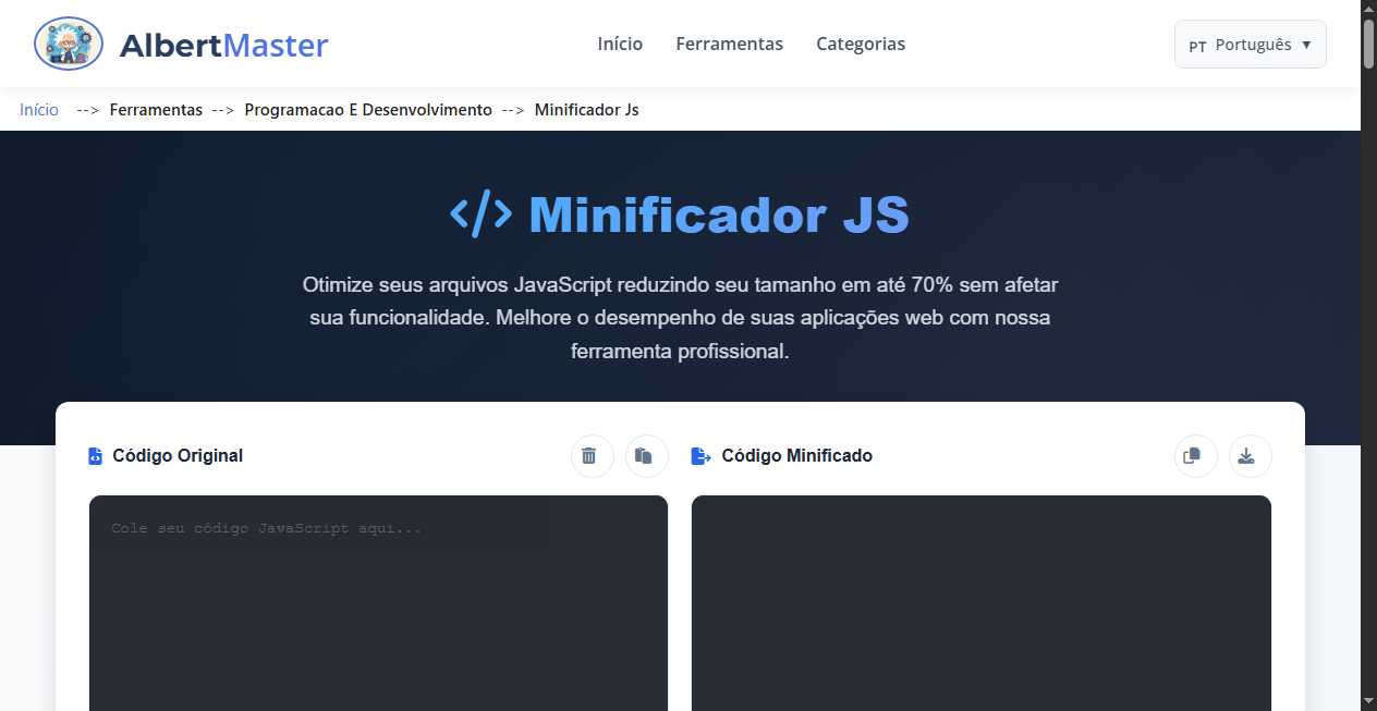 JS Minifier | Otimizador de Código JavaScript