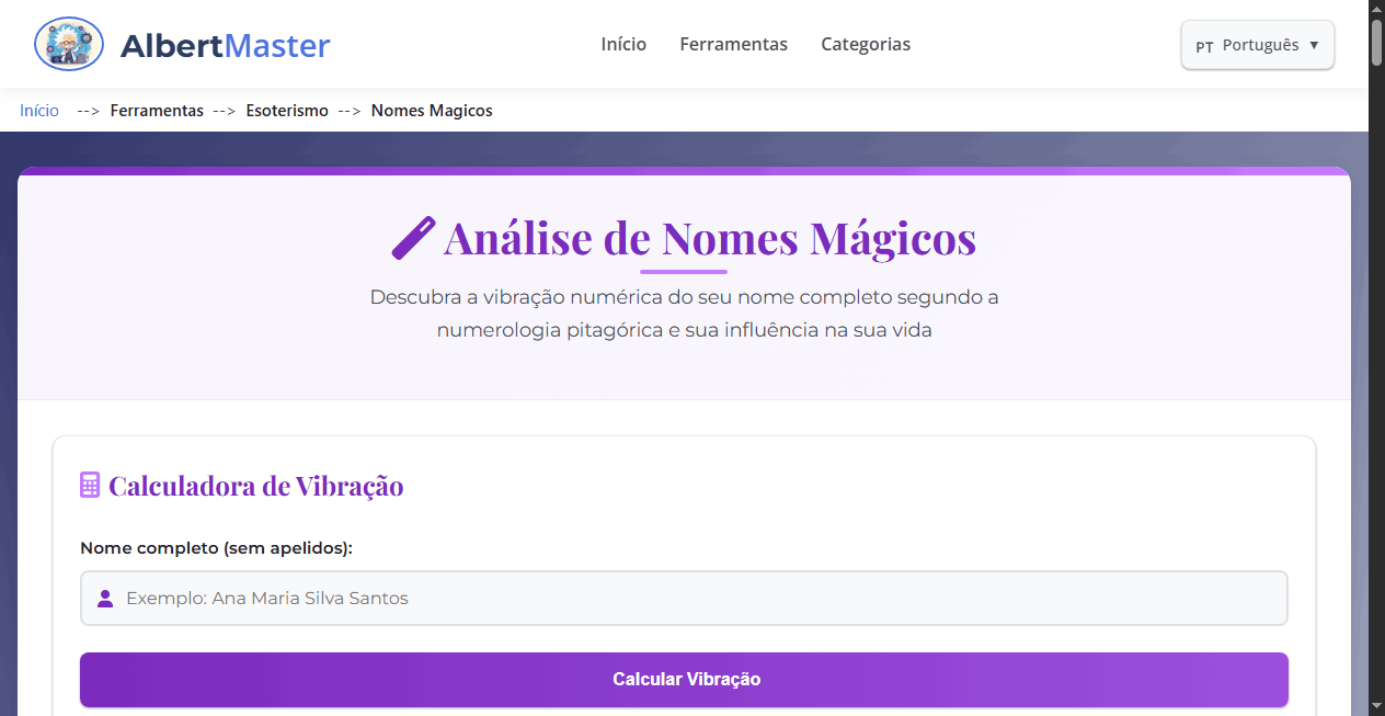 Numerologia | Análise de Vibração de Nomes
