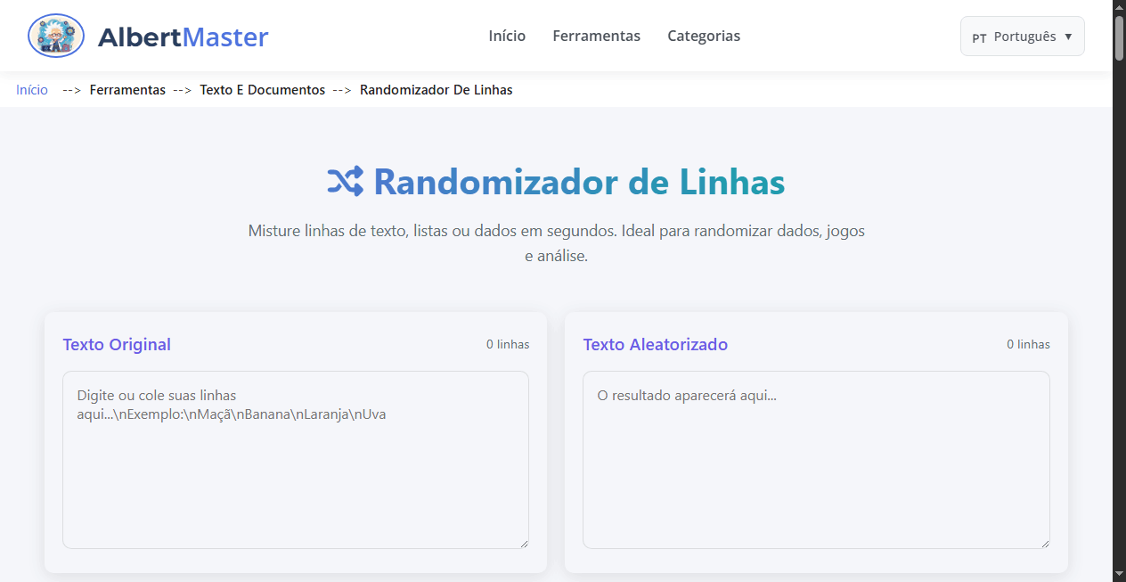 Randomizador de Linhas | Misture Texto de Forma